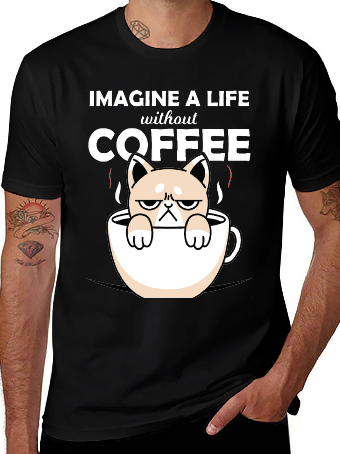 Imagine Life Without Coffee Cat T-Shirt