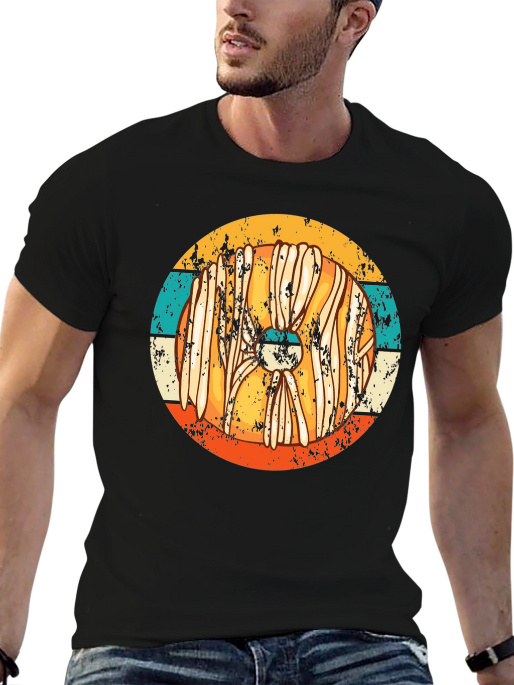 Retro Viking Shield T-Shirt - Distressed Style