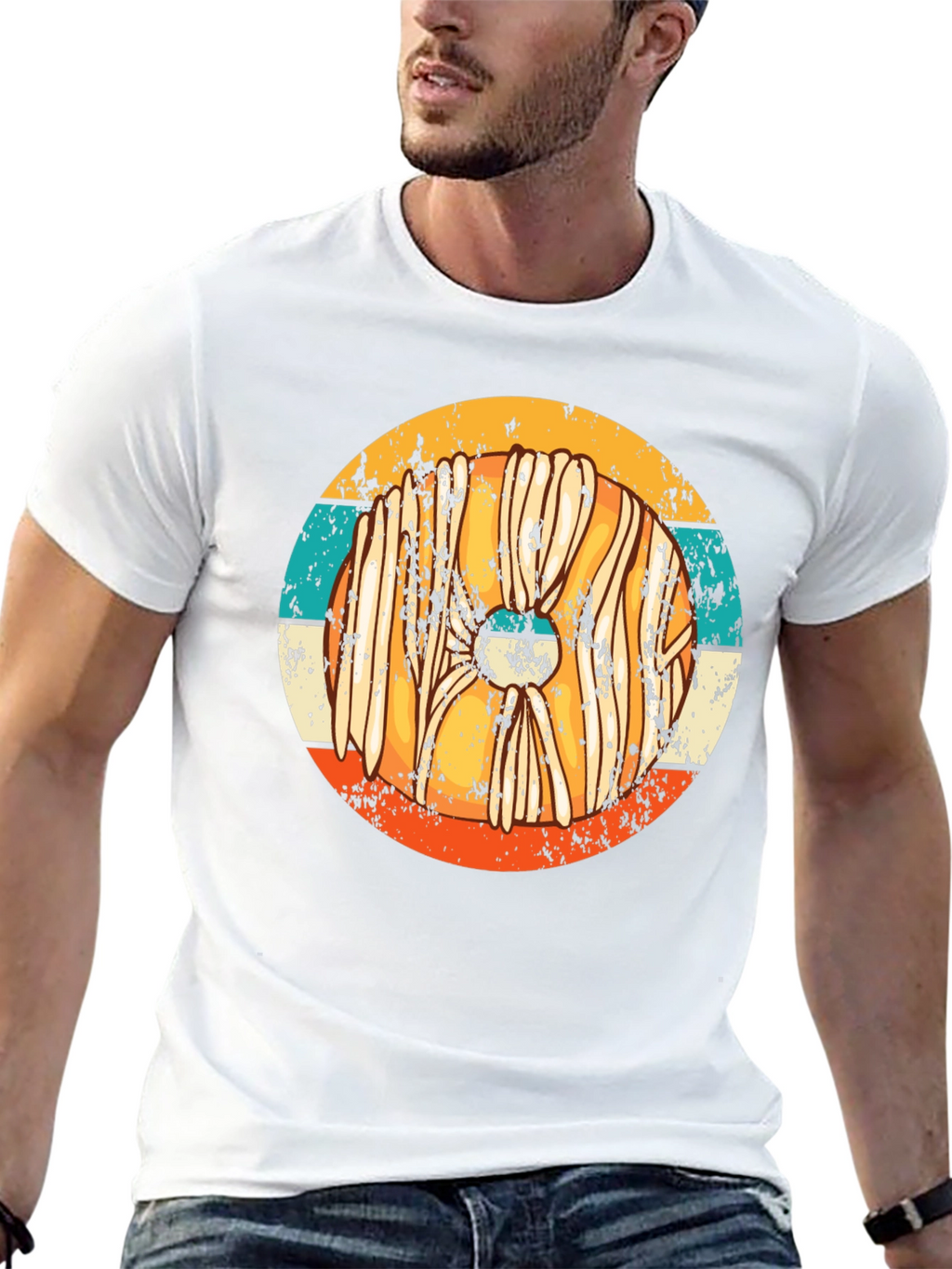 Retro Viking Shield T-Shirt - Distressed Style