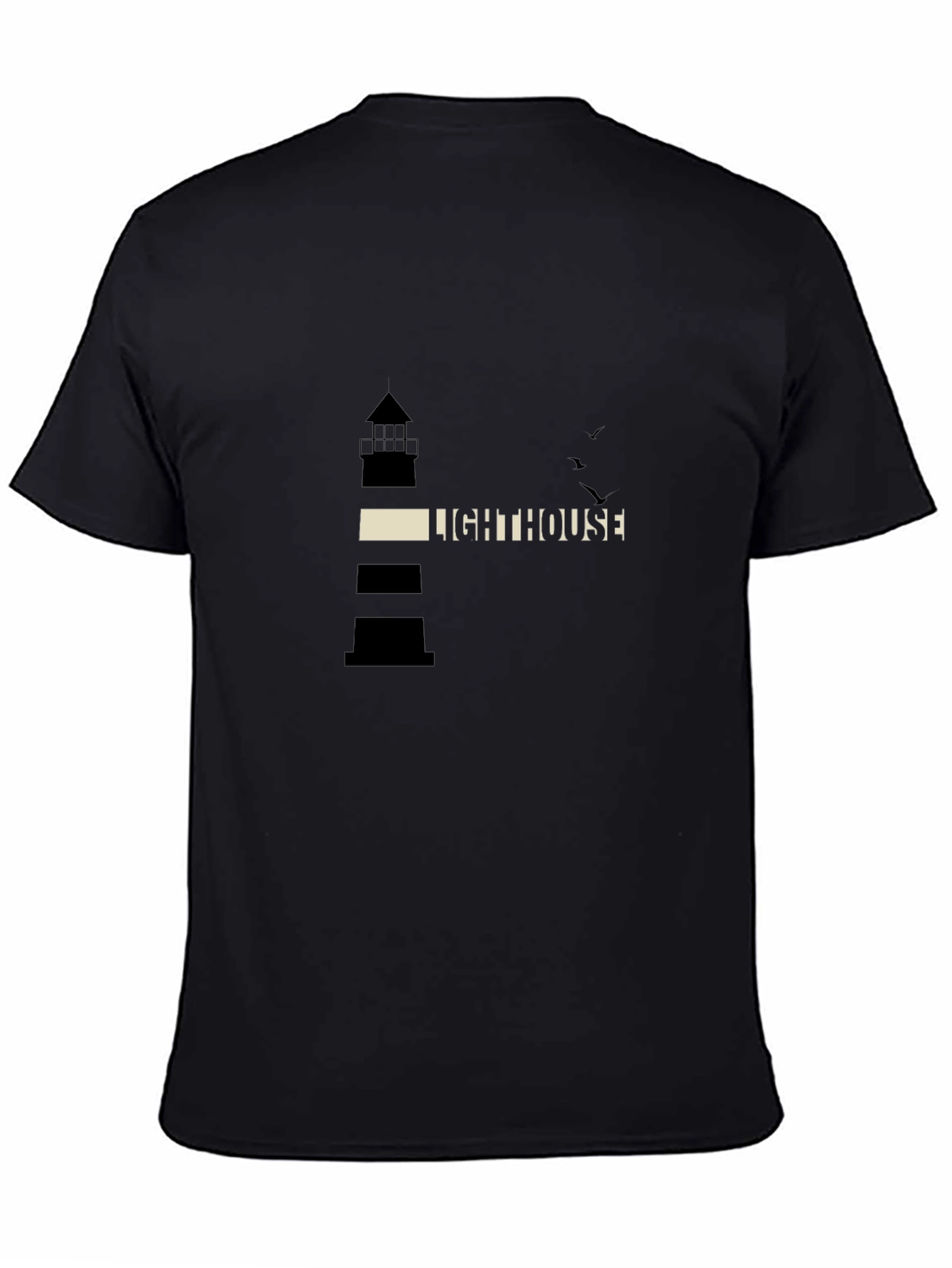 Lighthouse Graphic Print Black T-Shirt