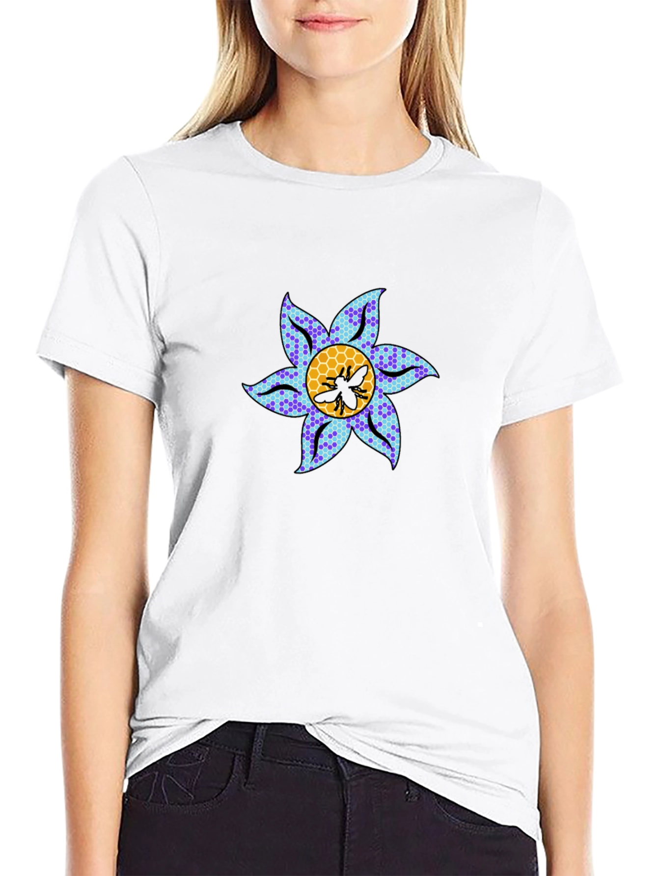 Floral Bee Graphic Tee - Stylish Crewneck