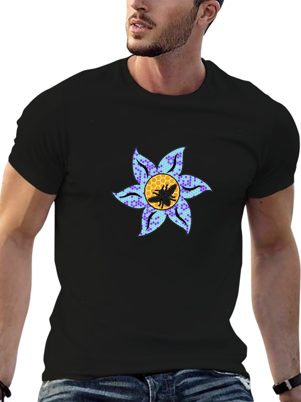 Floral Bee Graphic Tee - Stylish Crewneck