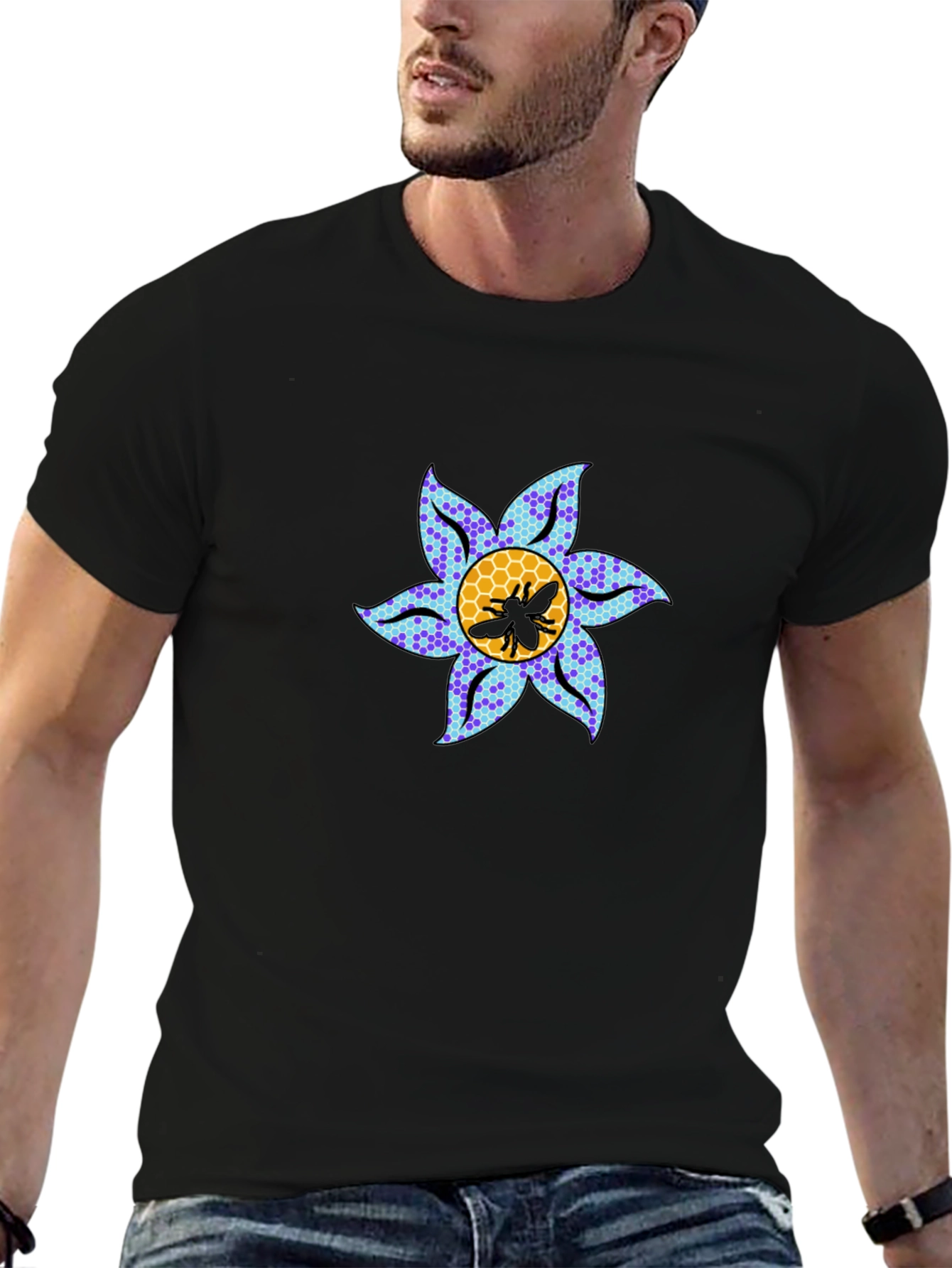 Floral Bee Graphic Tee - Stylish Crewneck
