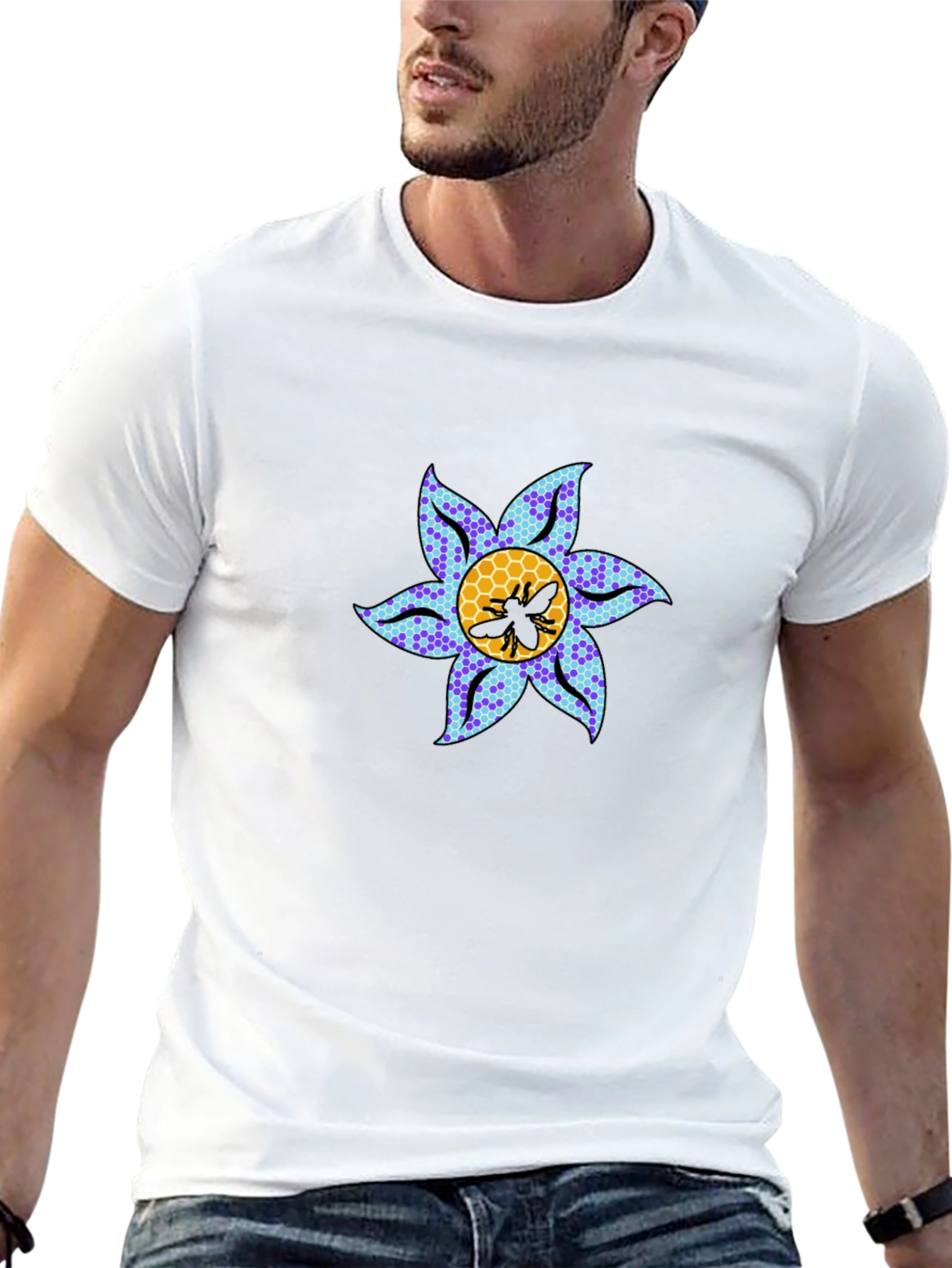 Floral Bee Graphic Tee - Stylish Crewneck
