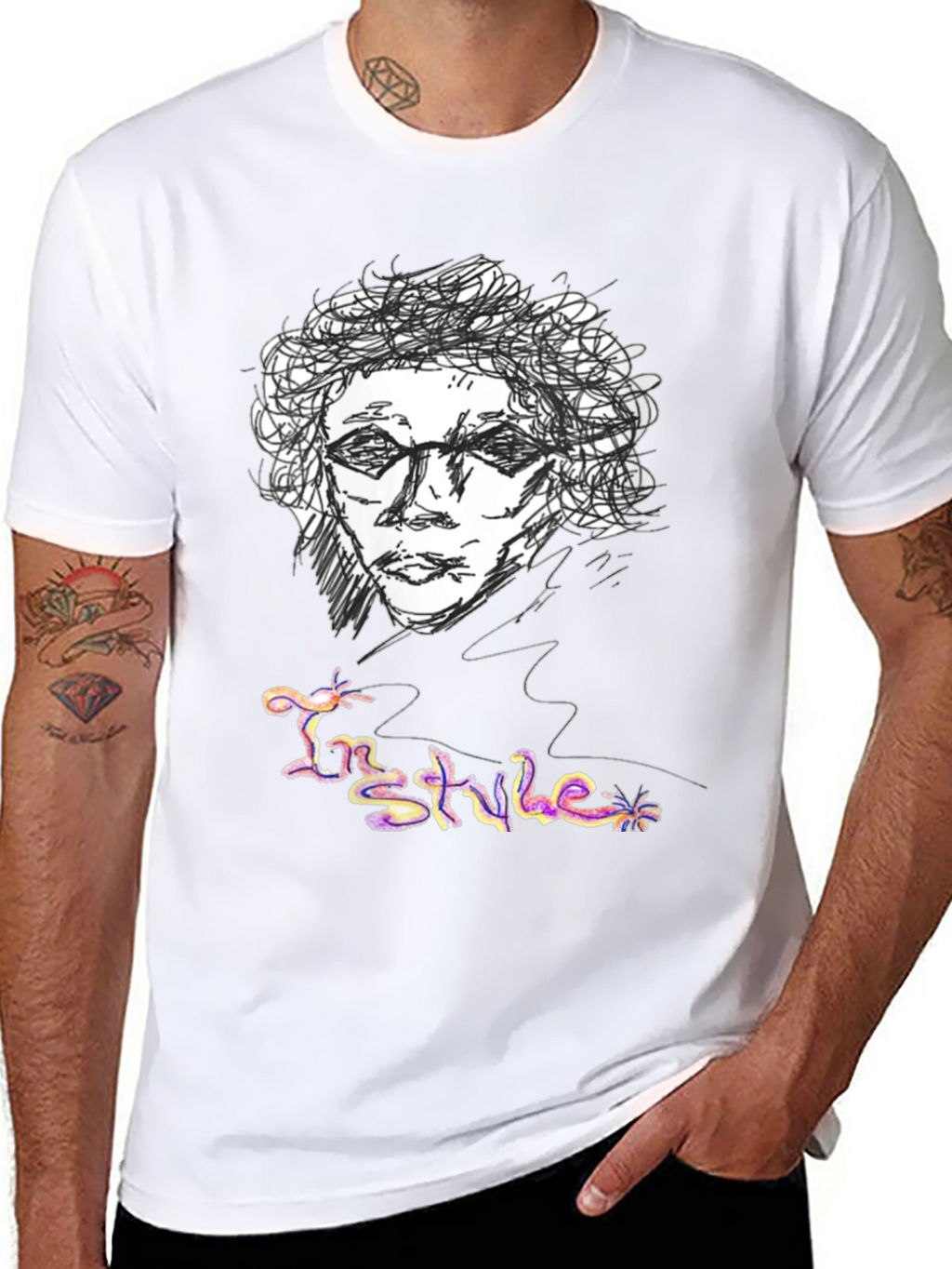 Sketch Art Graphic Tee - In Style Black T-Shirt