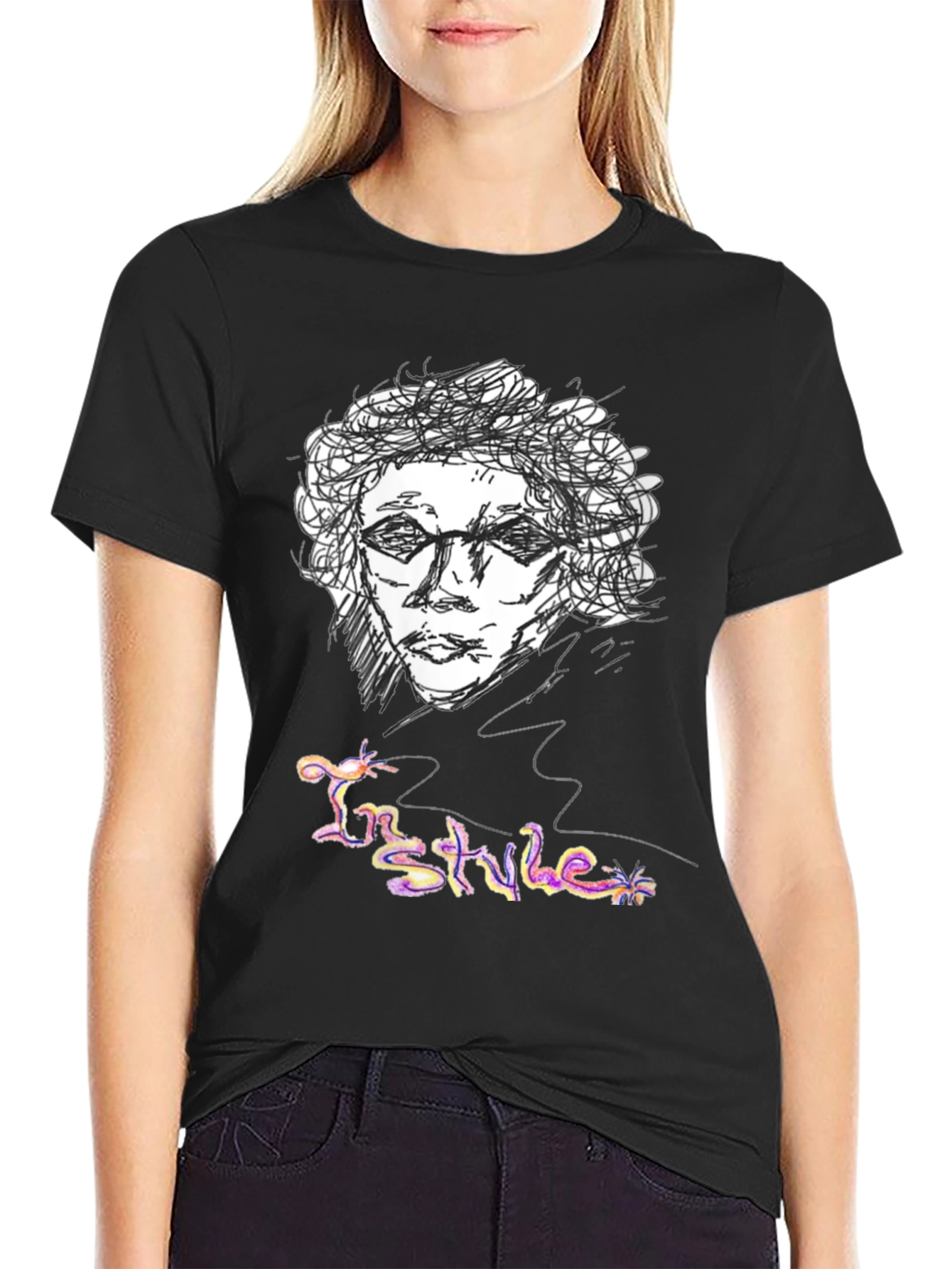 Sketch Art Graphic Tee - In Style Black T-Shirt