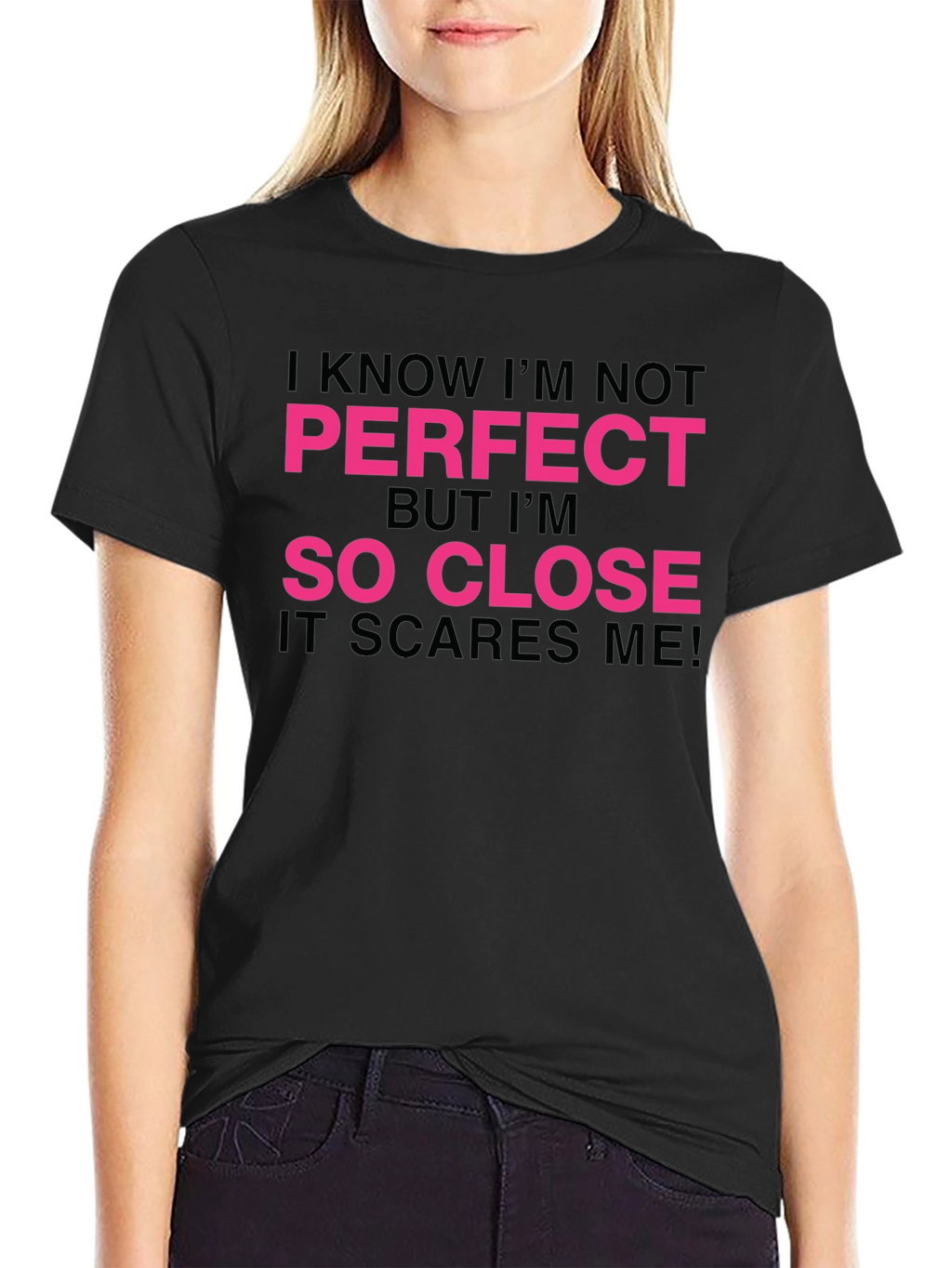 Funny So Close Graphic Tee - Black Cotton T-Shirt
