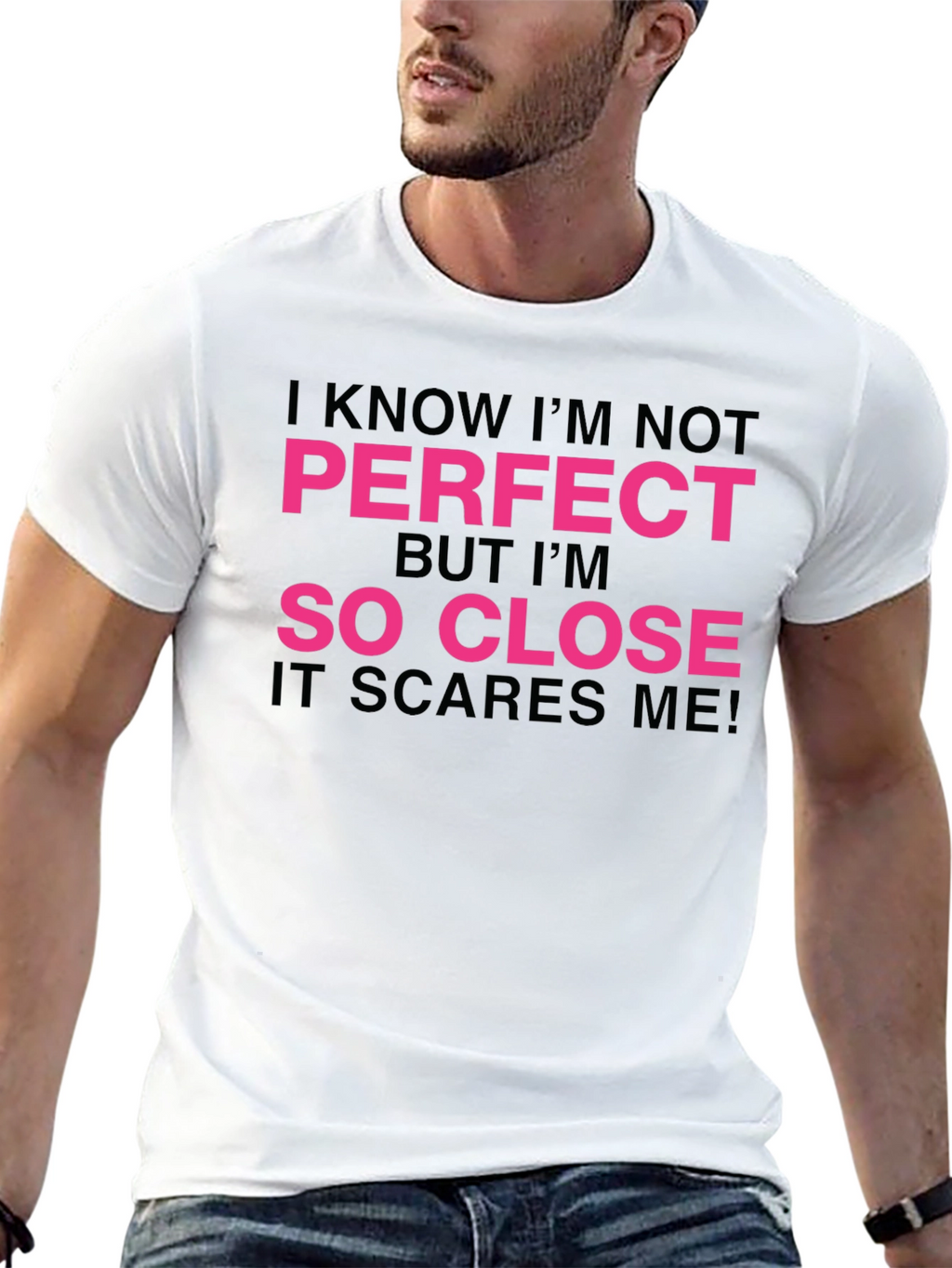 Funny So Close Graphic Tee - Black Cotton T-Shirt