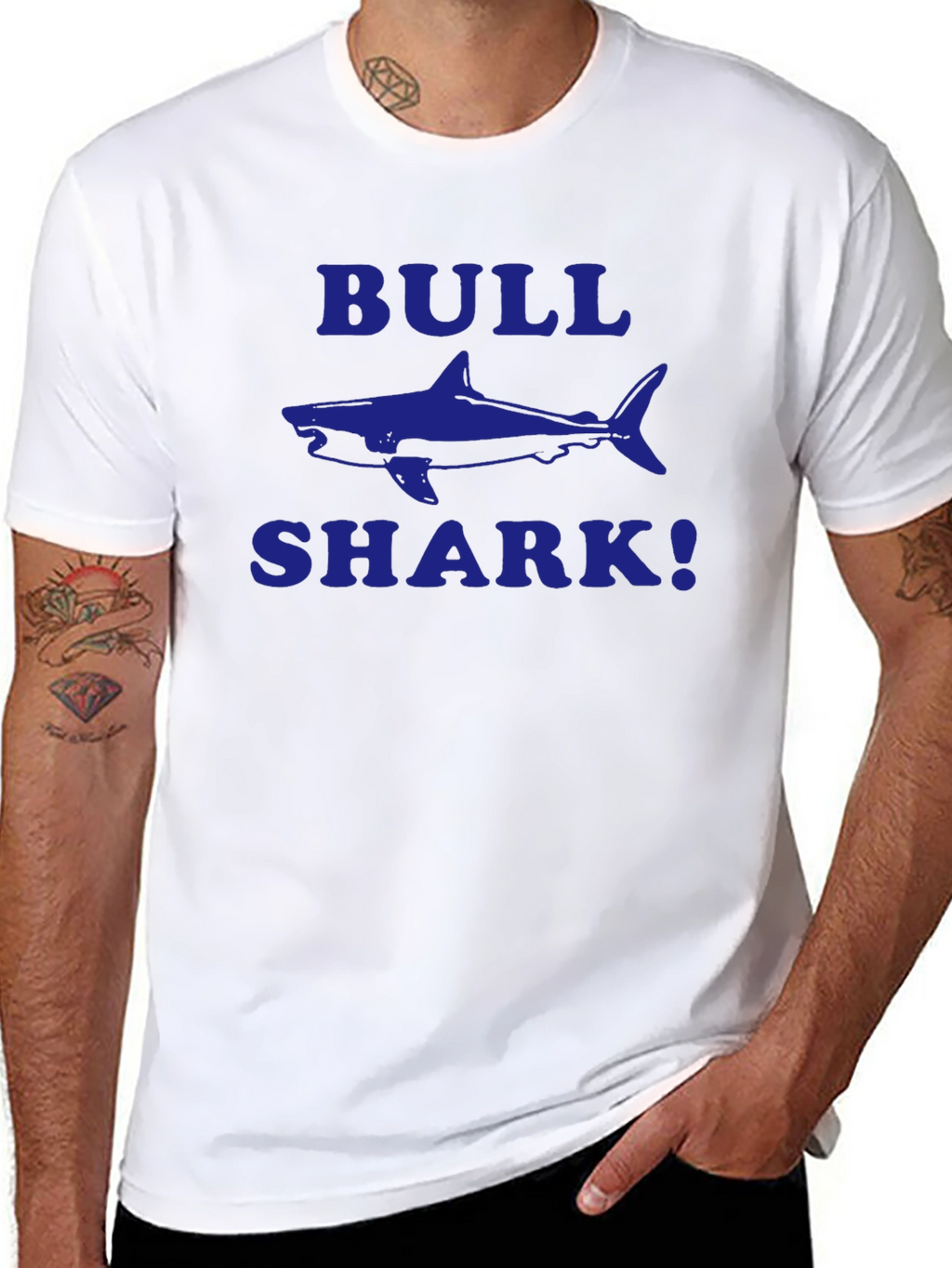 Bull Shark Graphic T-Shirt - Blue Print on Black