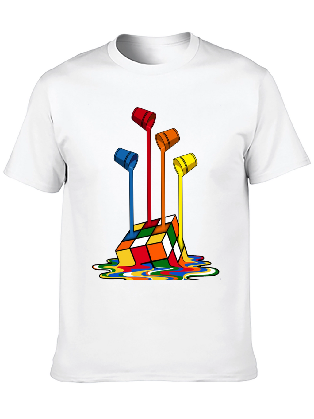Rubiks Cube Paint Drip Graphic T-Shirt