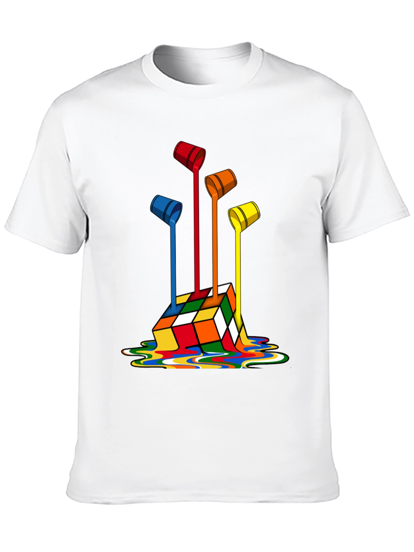 Rubiks Cube Paint Drip Graphic T-Shirt