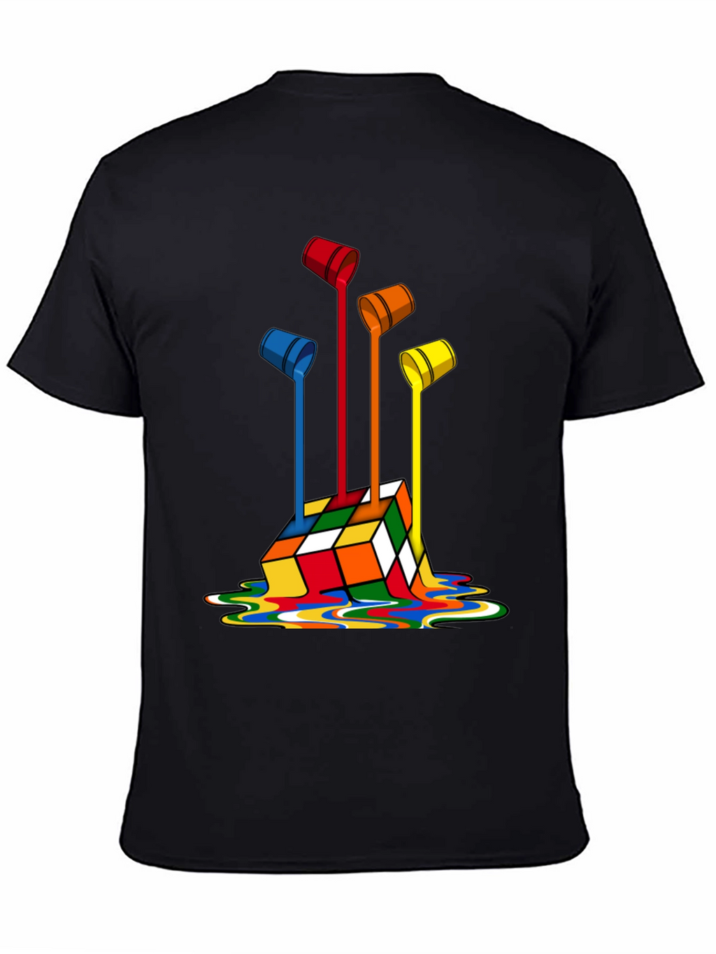 Rubiks Cube Paint Drip Graphic T-Shirt