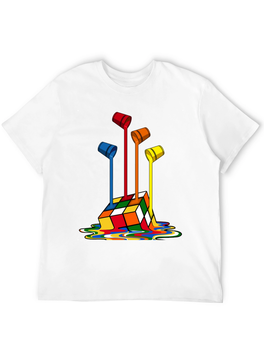 Rubiks Cube Paint Drip Graphic T-Shirt