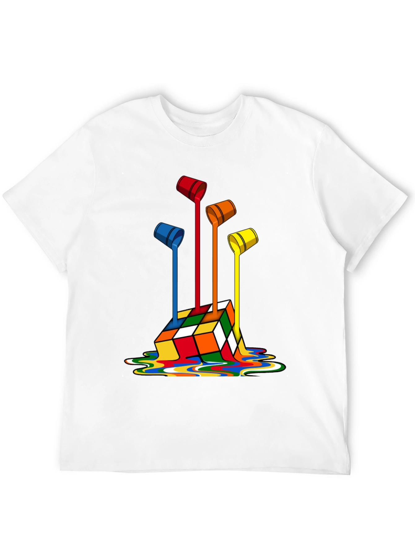 Rubiks Cube Paint Drip Graphic T-Shirt