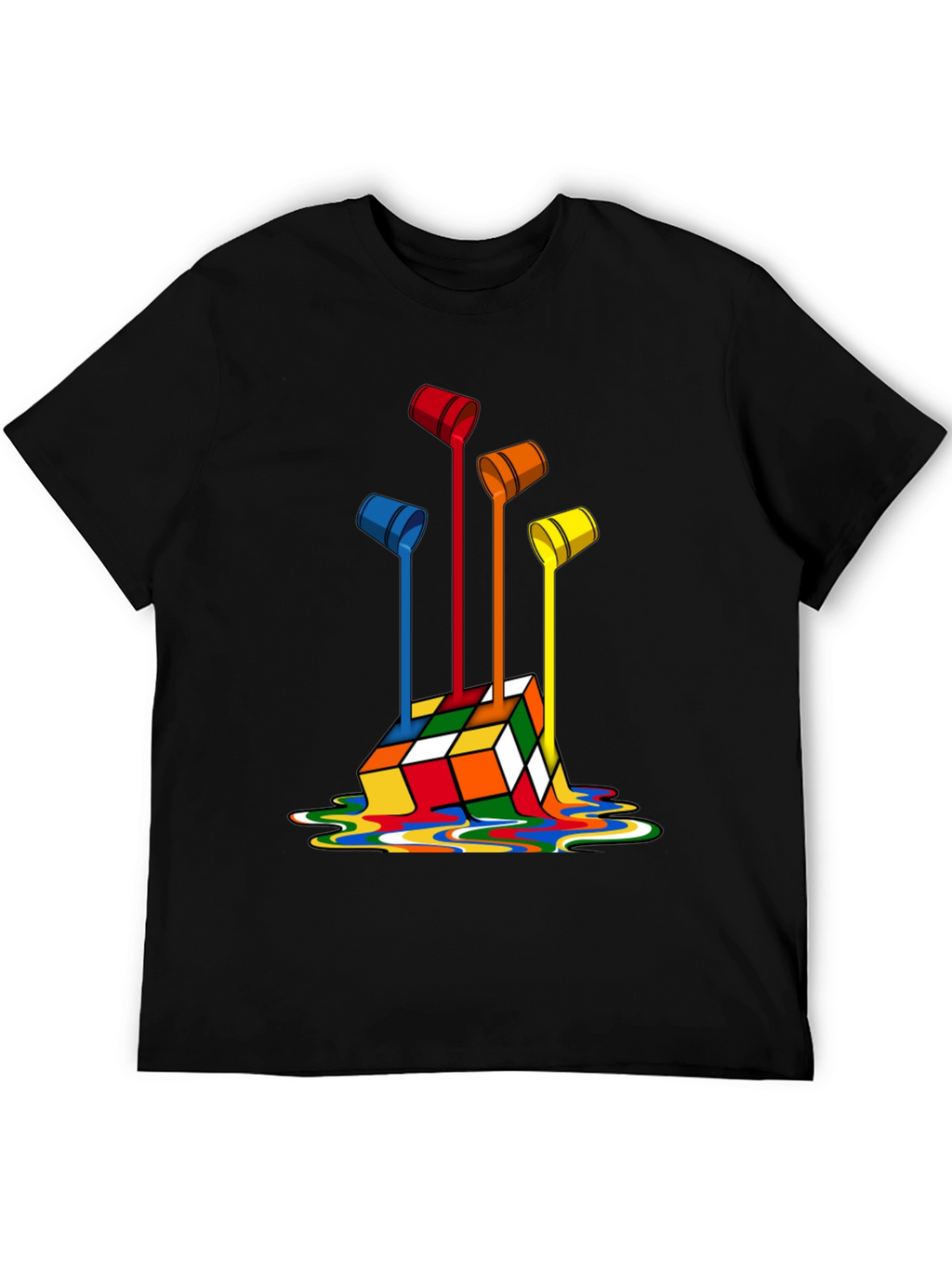 Rubiks Cube Paint Drip Graphic T-Shirt