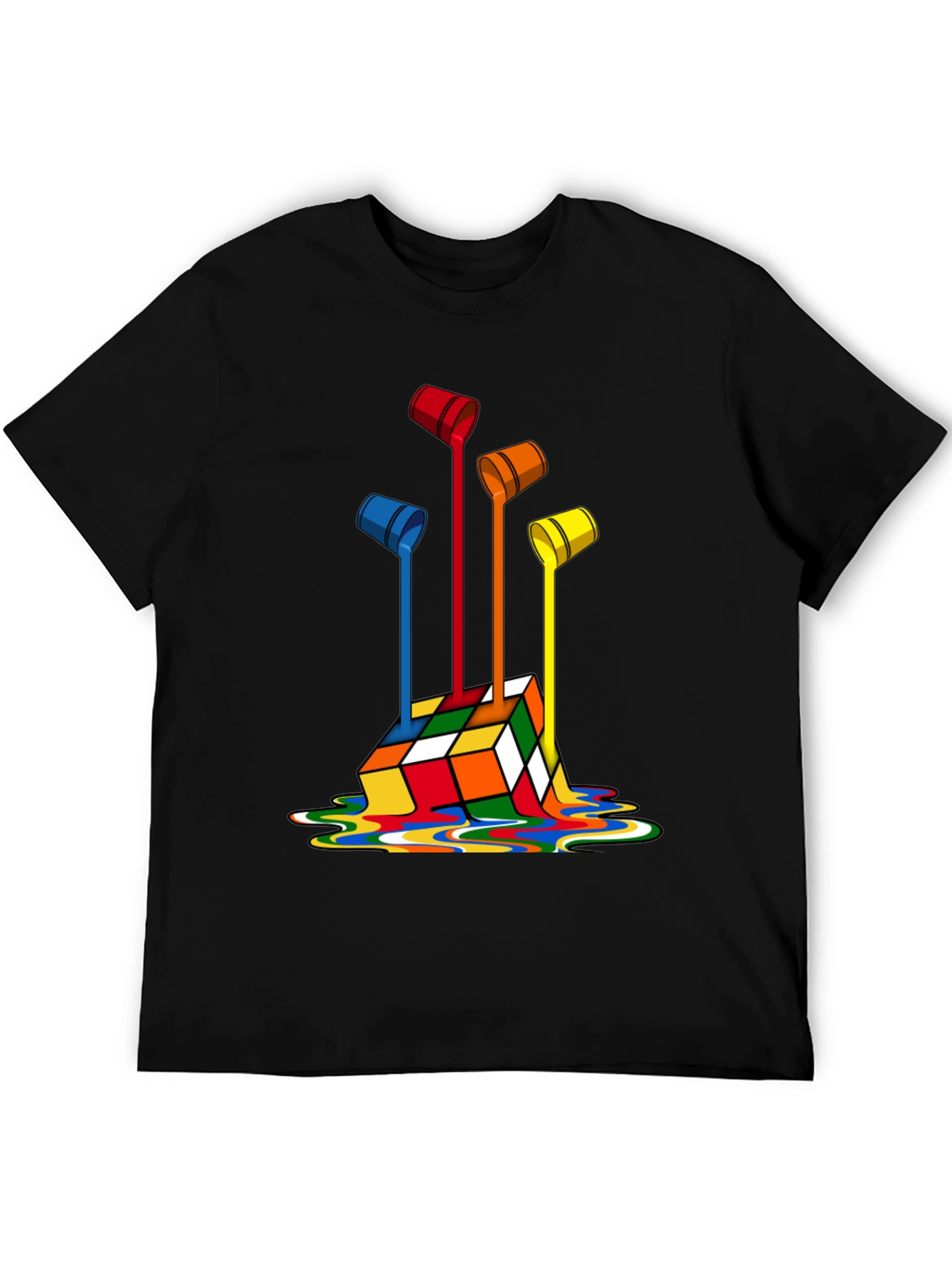 Rubiks Cube Paint Drip Graphic T-Shirt