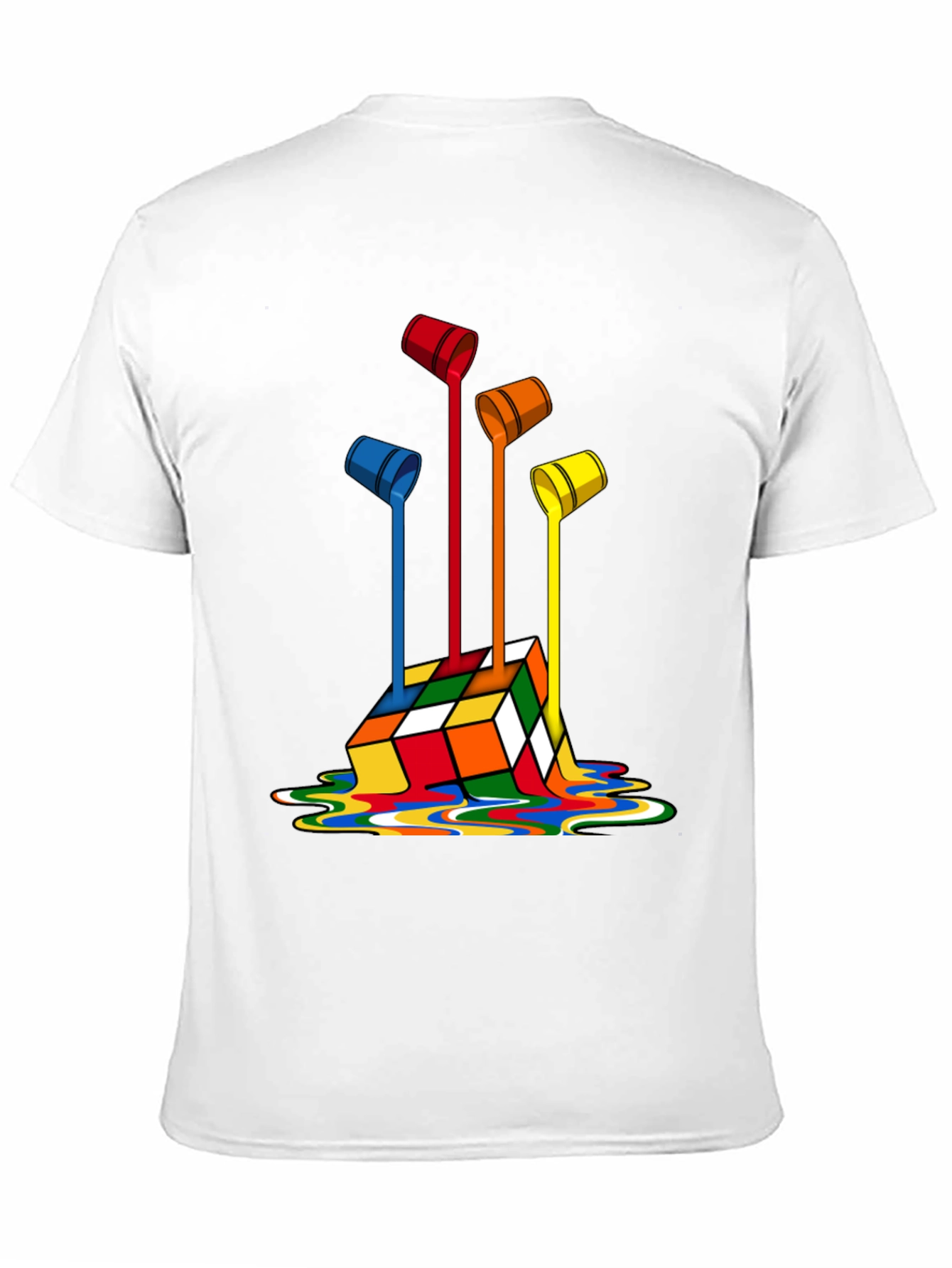 Rubiks Cube Paint Drip Graphic T-Shirt
