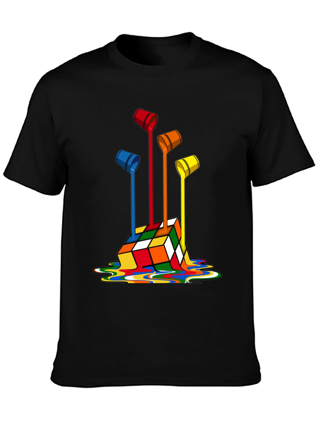 Rubiks Cube Paint Drip Graphic T-Shirt
