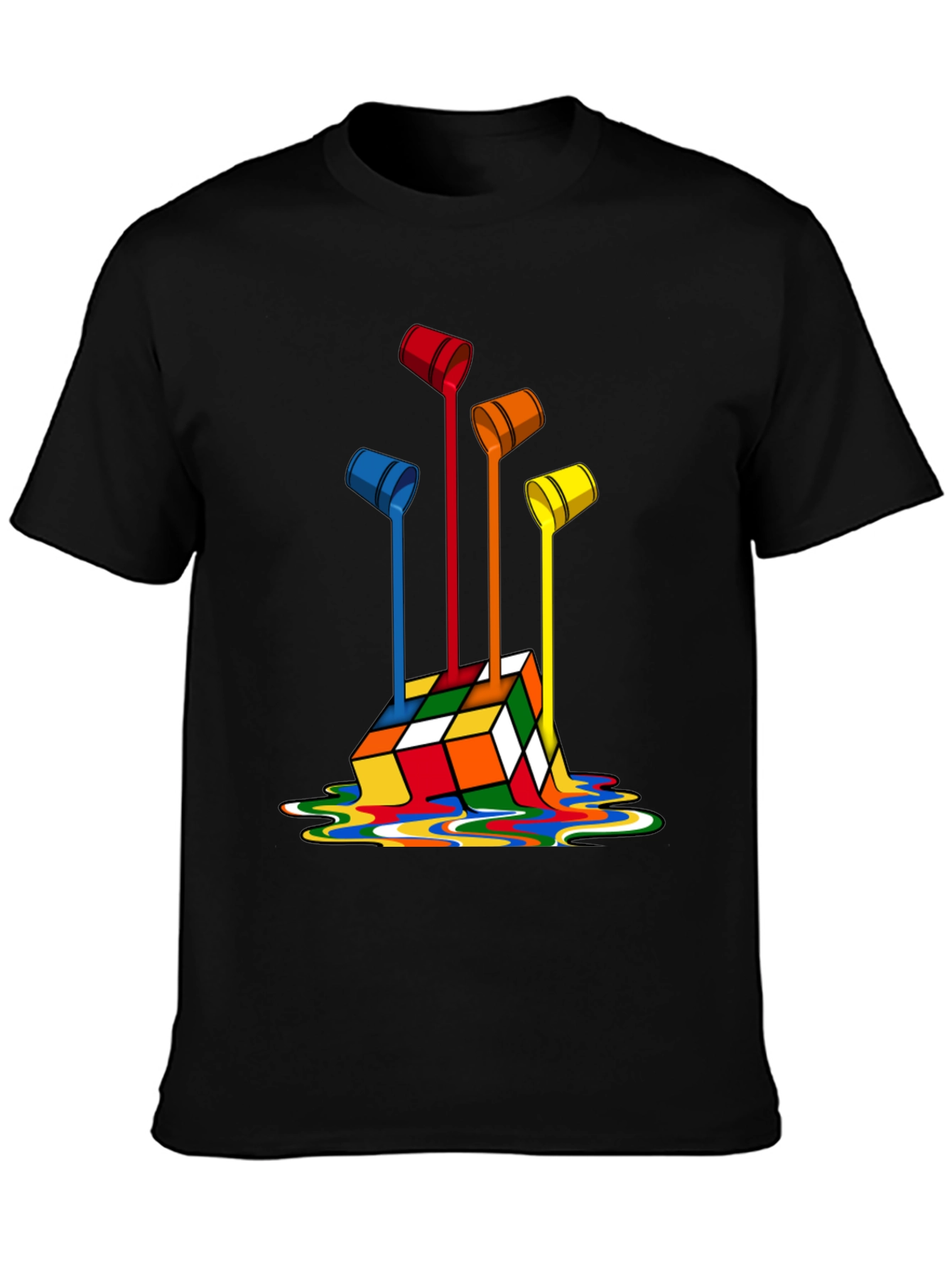 Rubiks Cube Paint Drip Graphic T-Shirt
