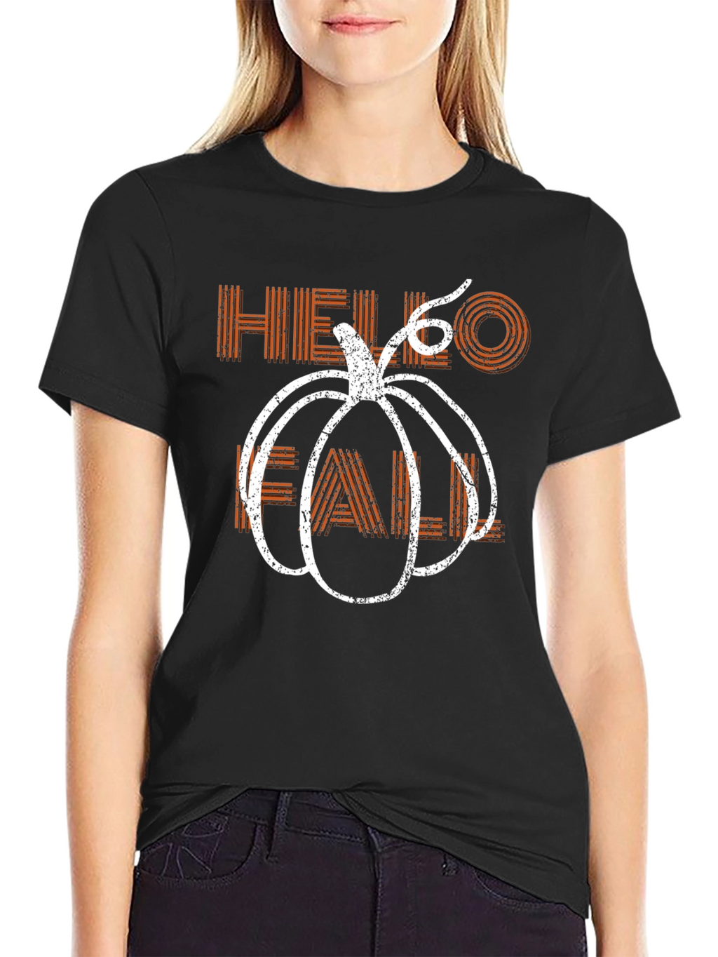 Hello Fall Pumpkin Graphic Tee - Trendy Autumn Apparel