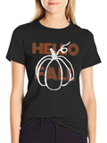Hello Fall Pumpkin Graphic Tee - Trendy Autumn Apparel