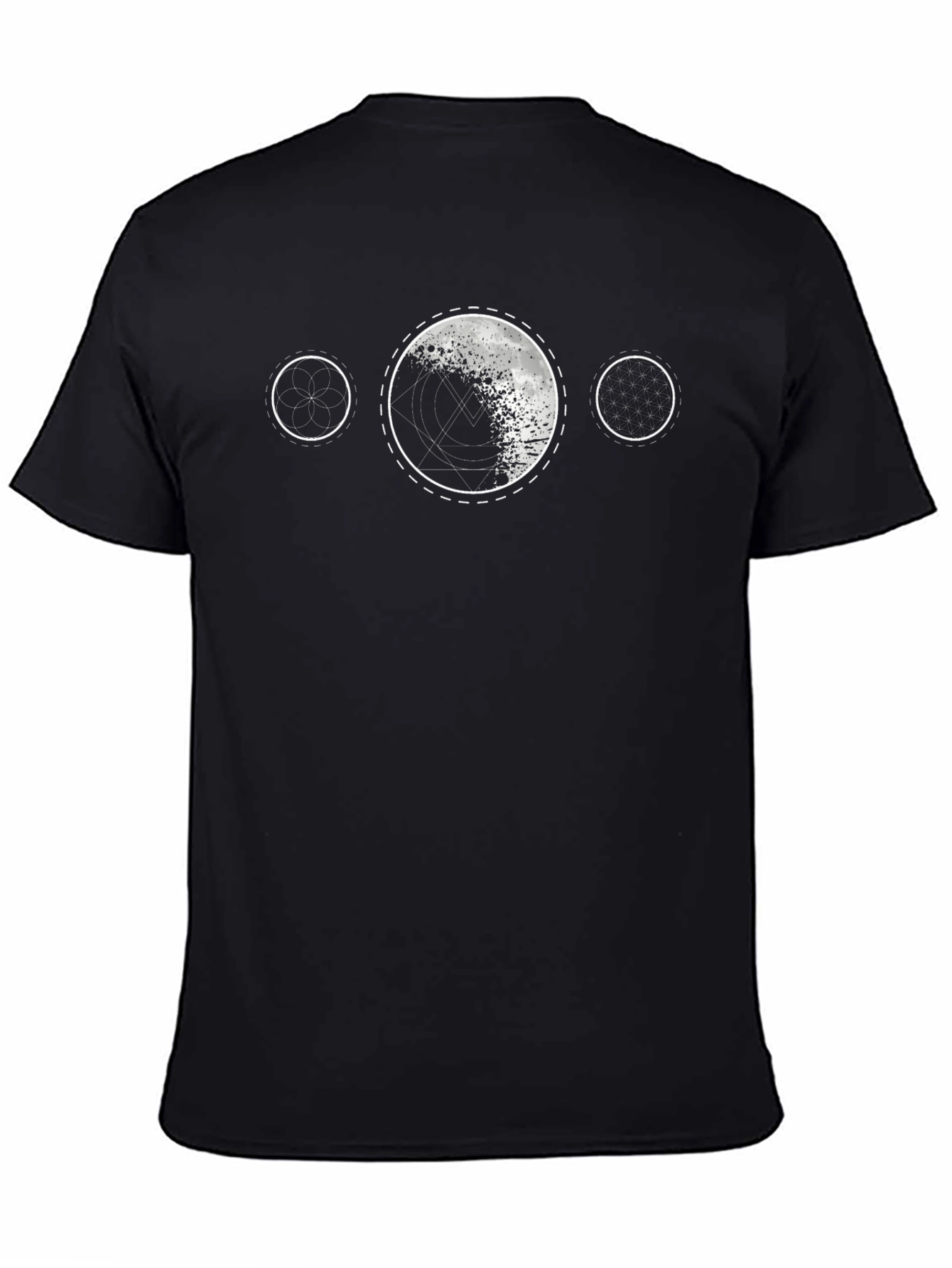 Geometric Moon Phase Black T-Shirt
