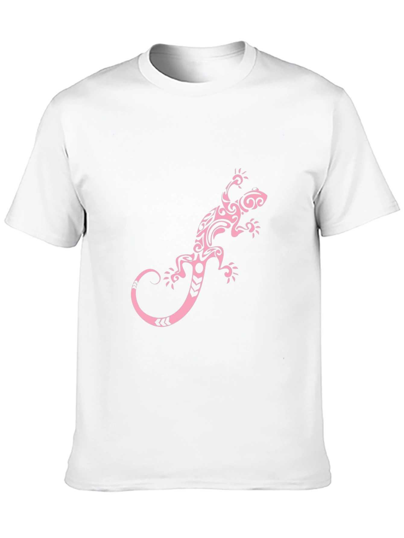Black T-Shirt with Pink Tribal Lizard Print