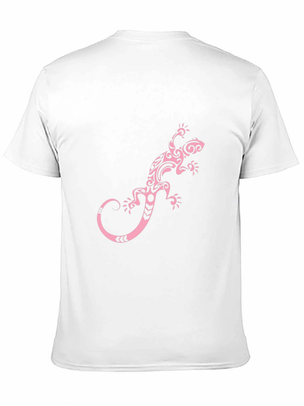 Black T-Shirt with Pink Tribal Lizard Print