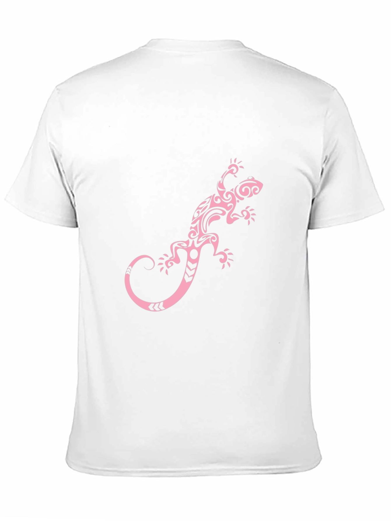 Black T-Shirt with Pink Tribal Lizard Print