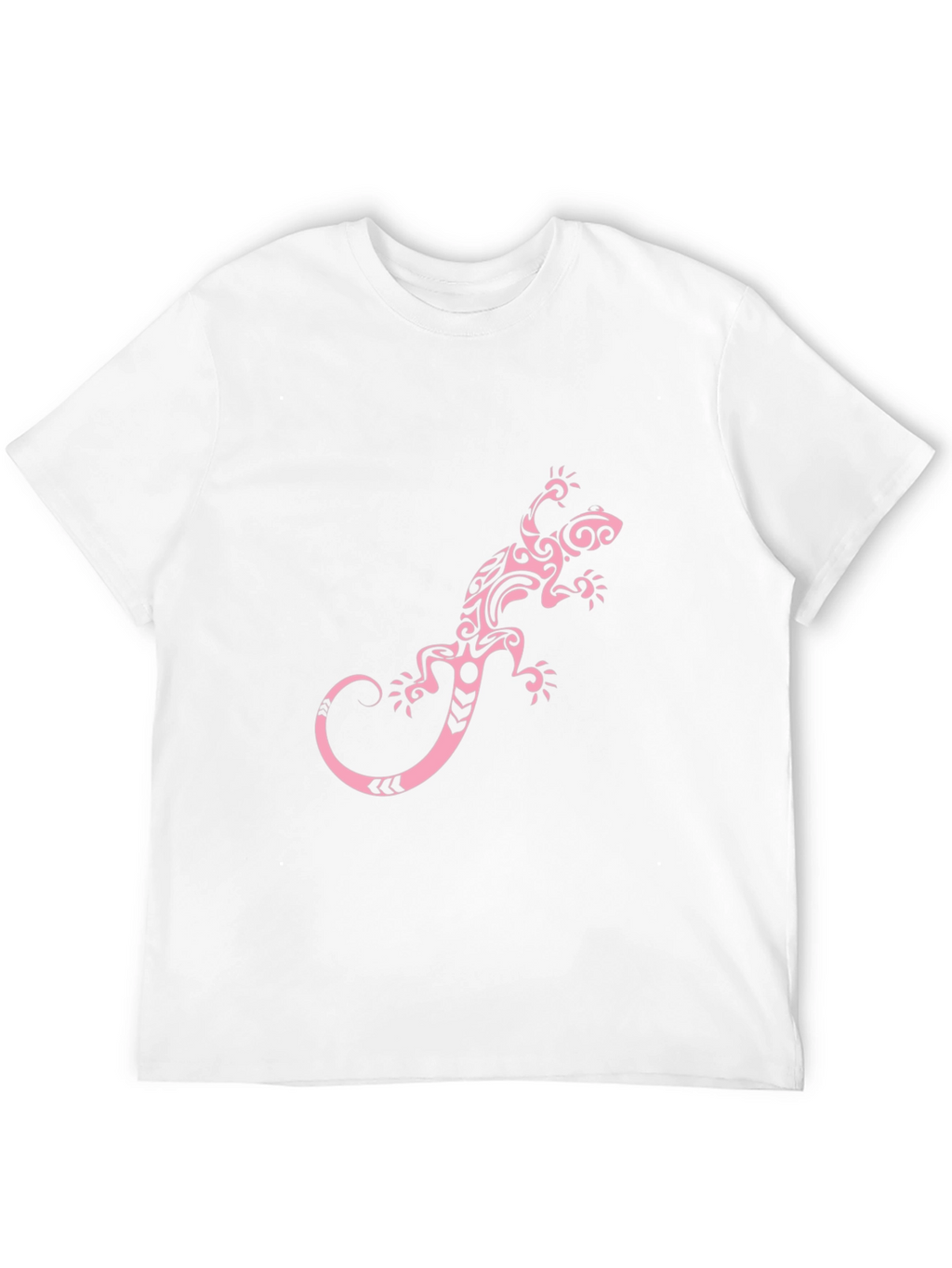 Black T-Shirt with Pink Tribal Lizard Print