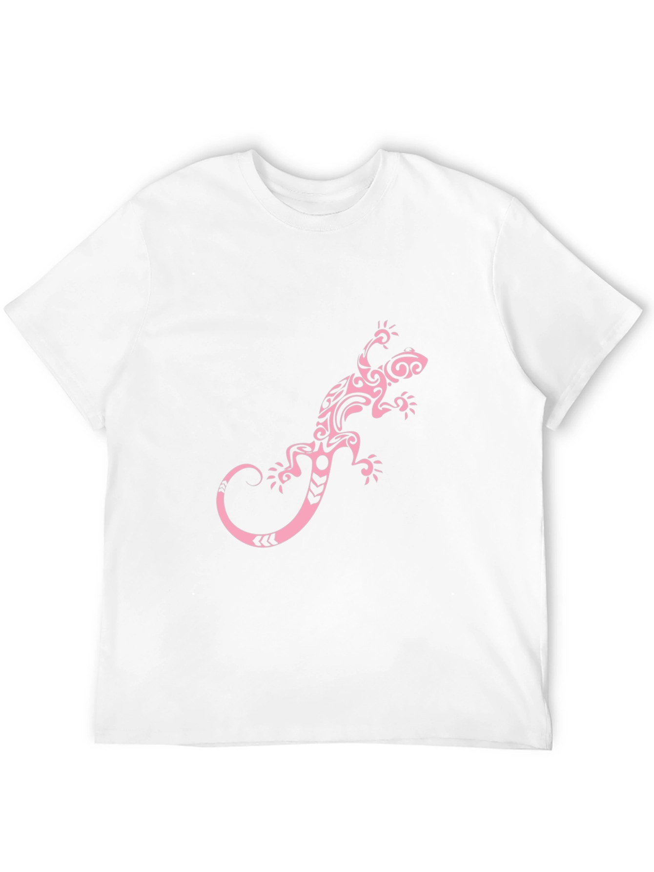 Black T-Shirt with Pink Tribal Lizard Print