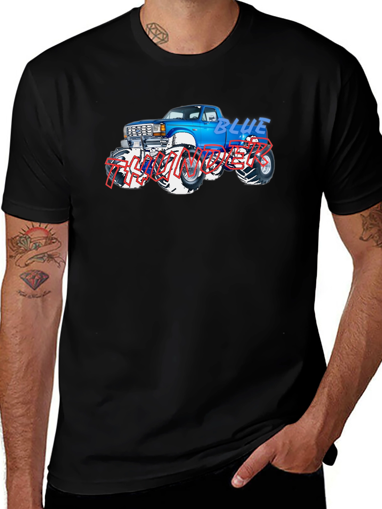 Blue Monster Truck Graphic T-Shirt