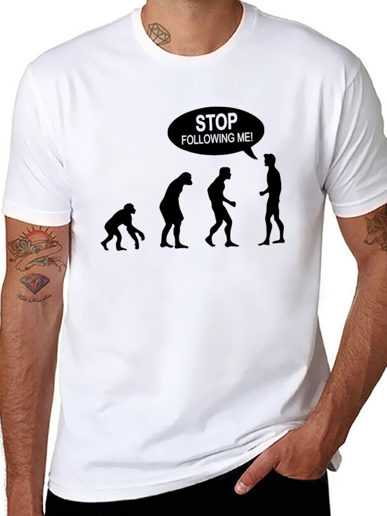 Evolution Humor T-Shirt - Stop Following Me!
