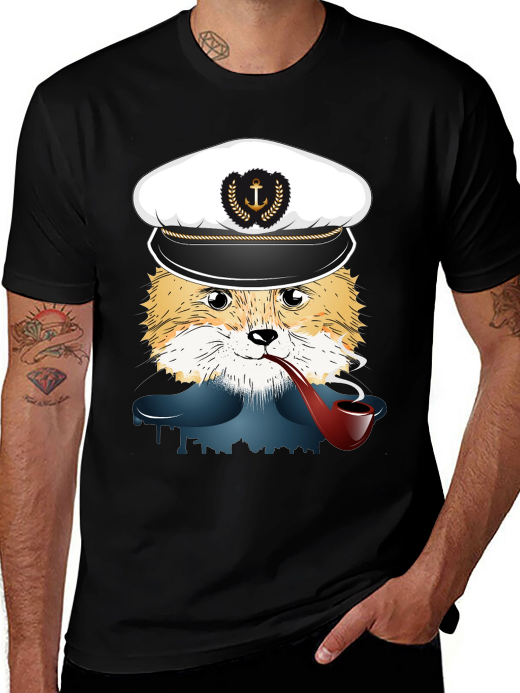 Fox Captain Graphic T-Shirt - Novelty Tee