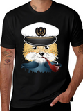 Fox Captain Graphic T-Shirt - Novelty Tee