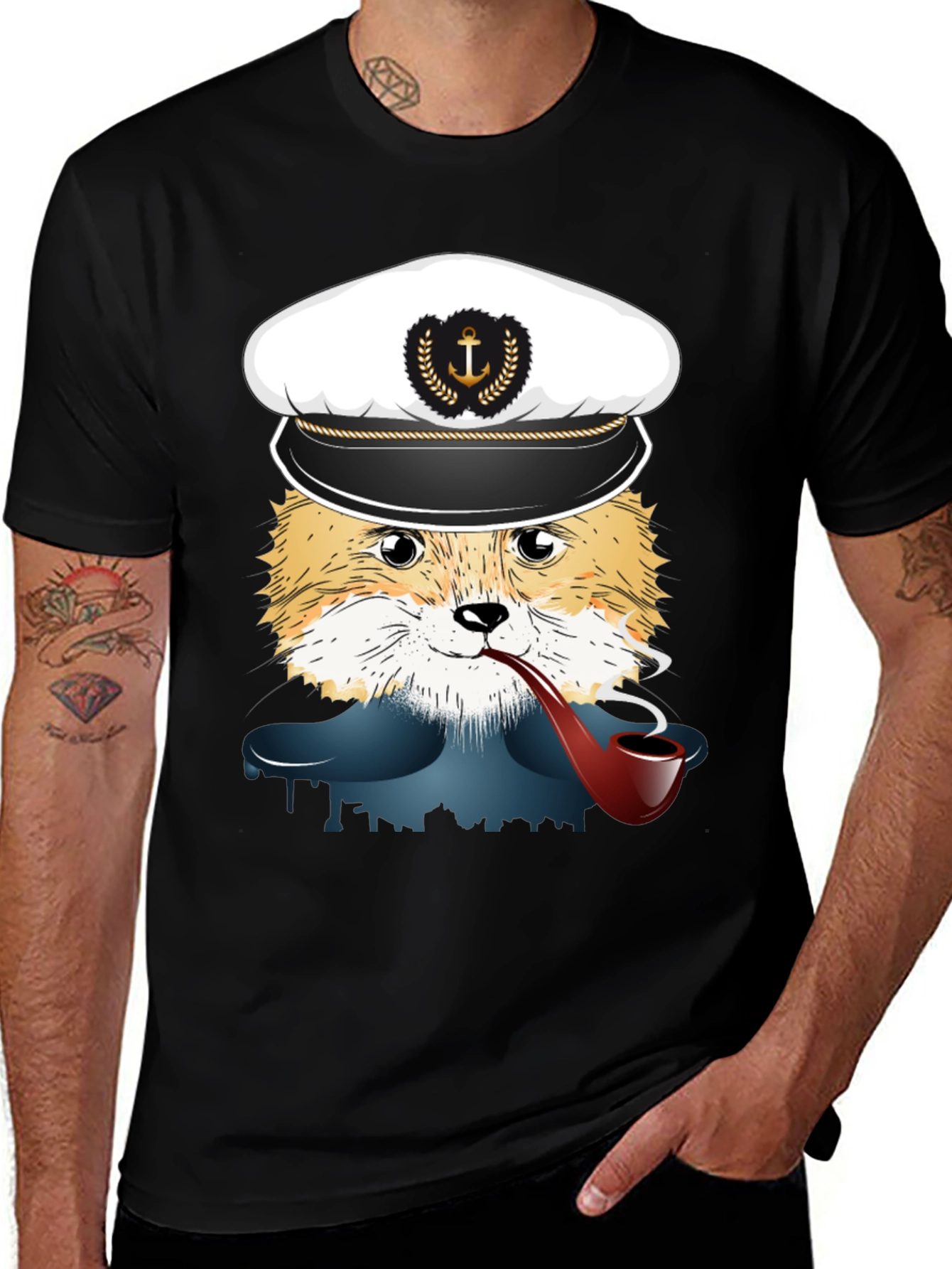 Fox Captain Graphic T-Shirt - Novelty Tee