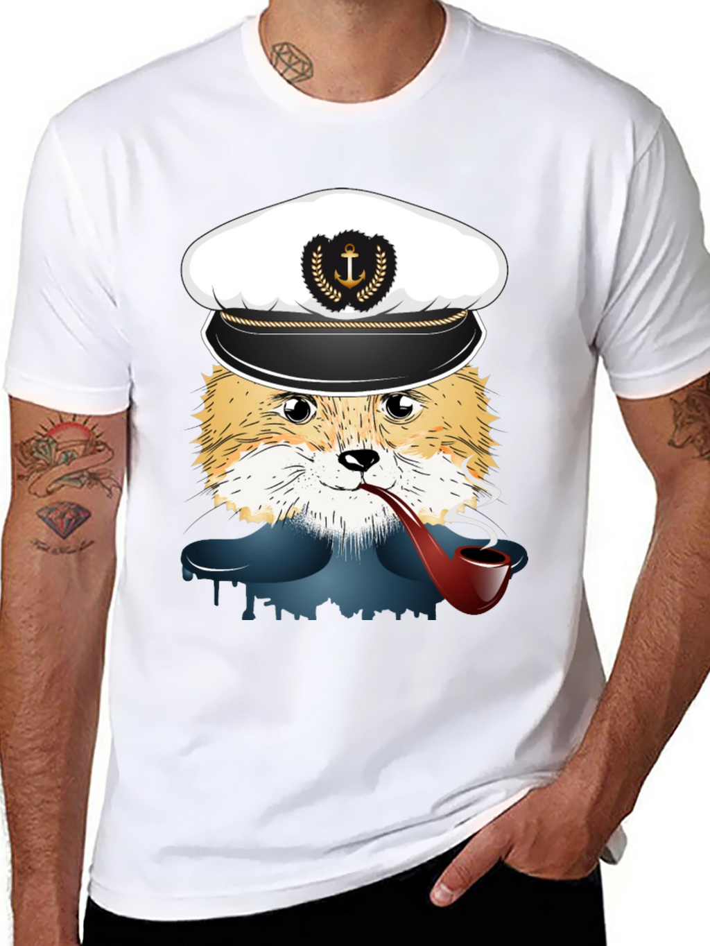 Fox Captain Graphic T-Shirt - Novelty Tee