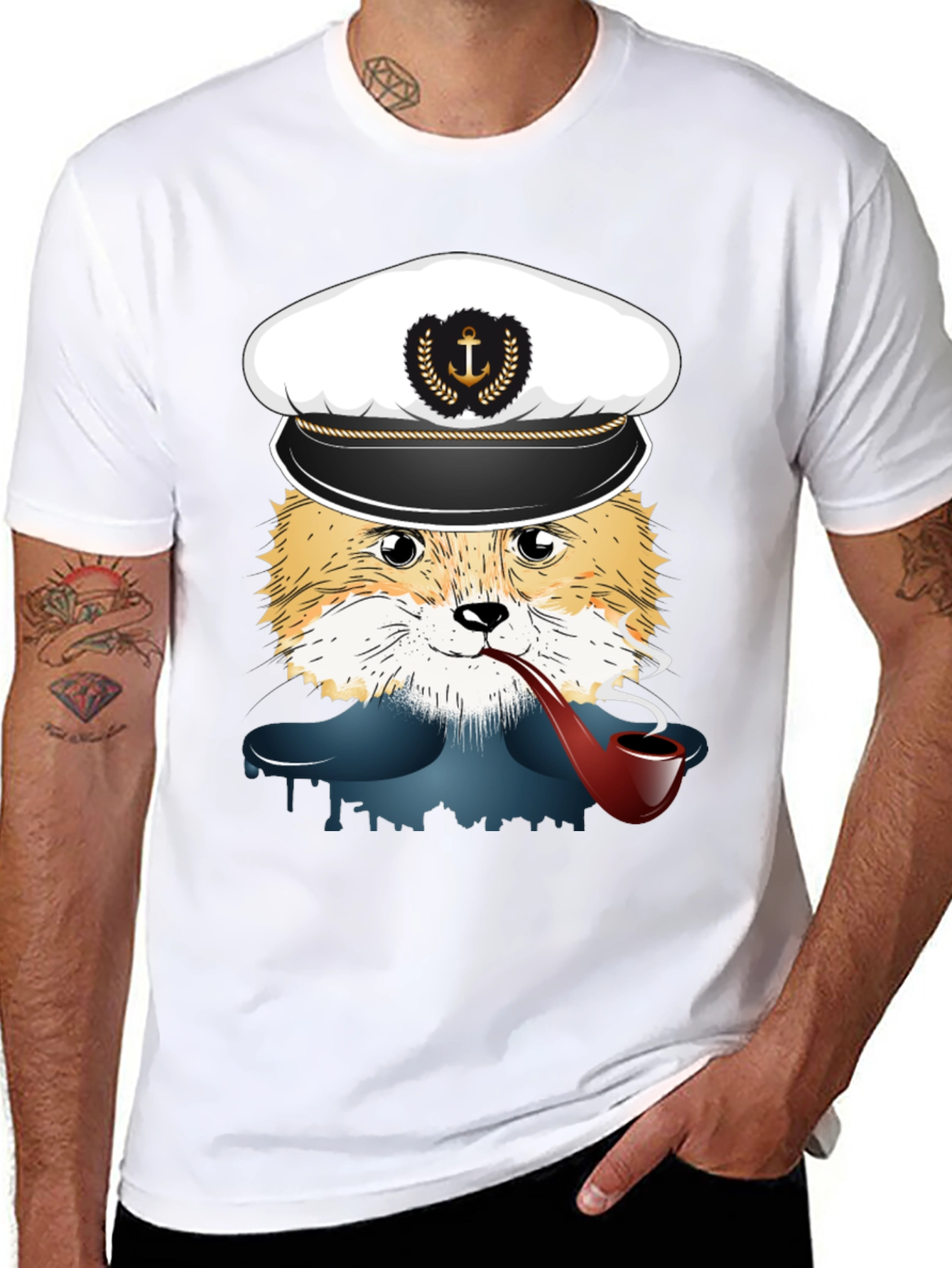 Fox Captain Graphic T-Shirt - Novelty Tee