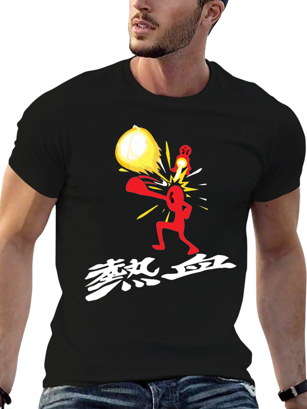 Novelty Graphic Print Black T-Shirt