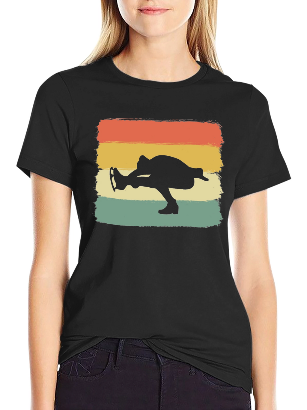 Retro Ice Skater Graphic Tee - Black