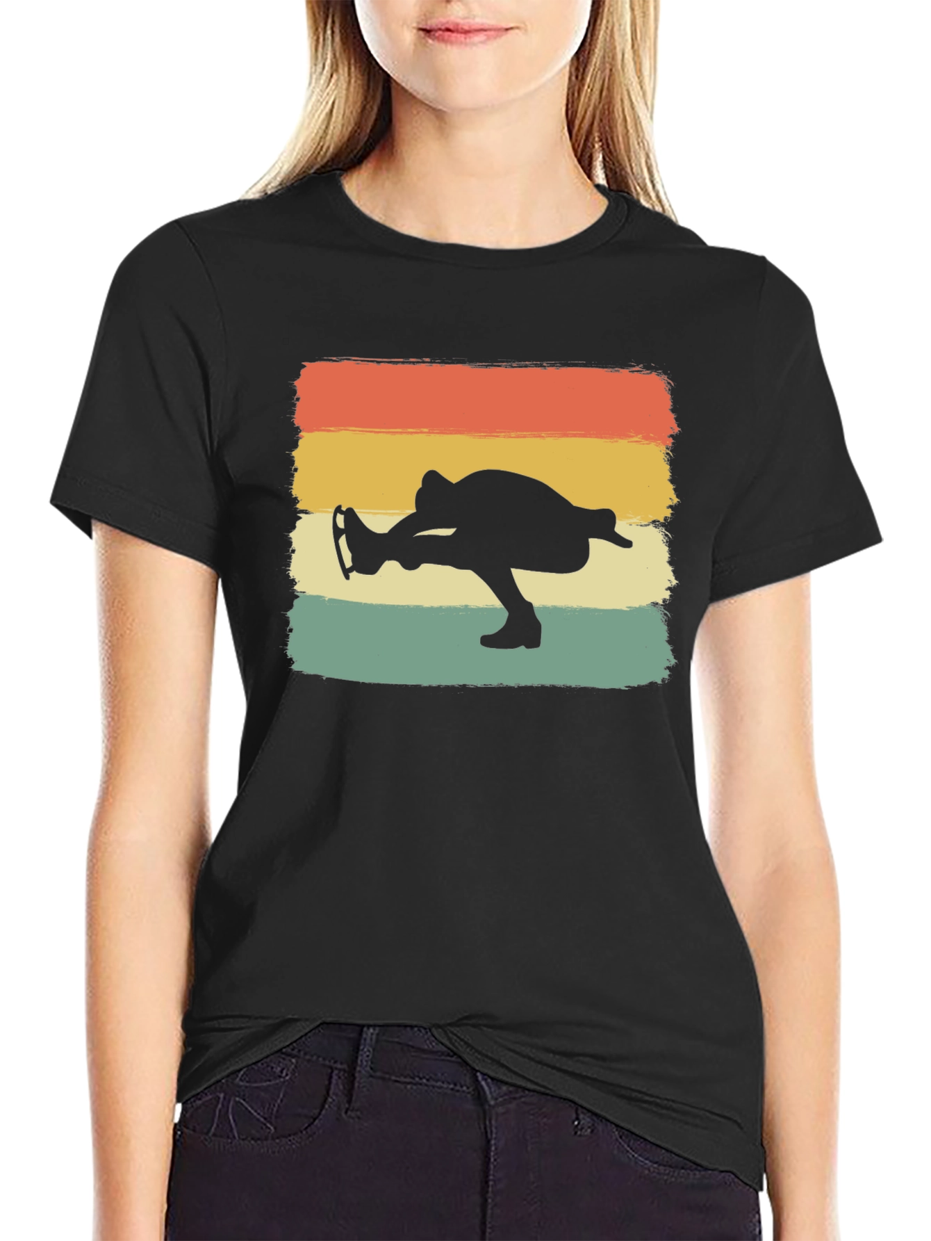 Retro Ice Skater Graphic Tee - Black