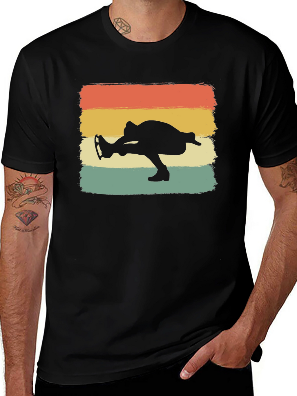 Retro Ice Skater Graphic Tee - Black