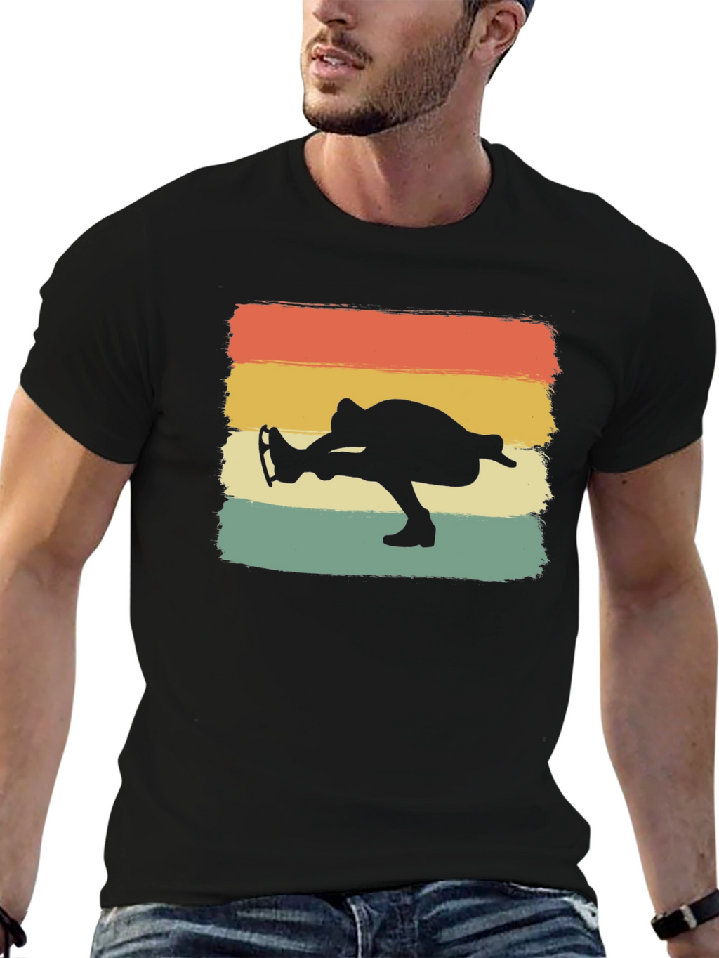Retro Ice Skater Graphic Tee - Black