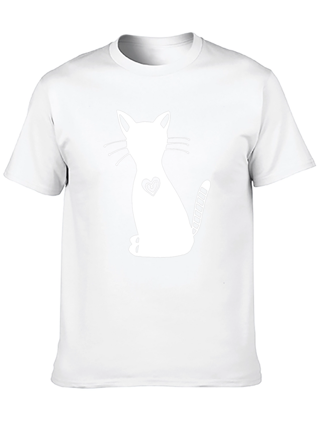 Cute Cat Heart Graphic Black T-Shirt