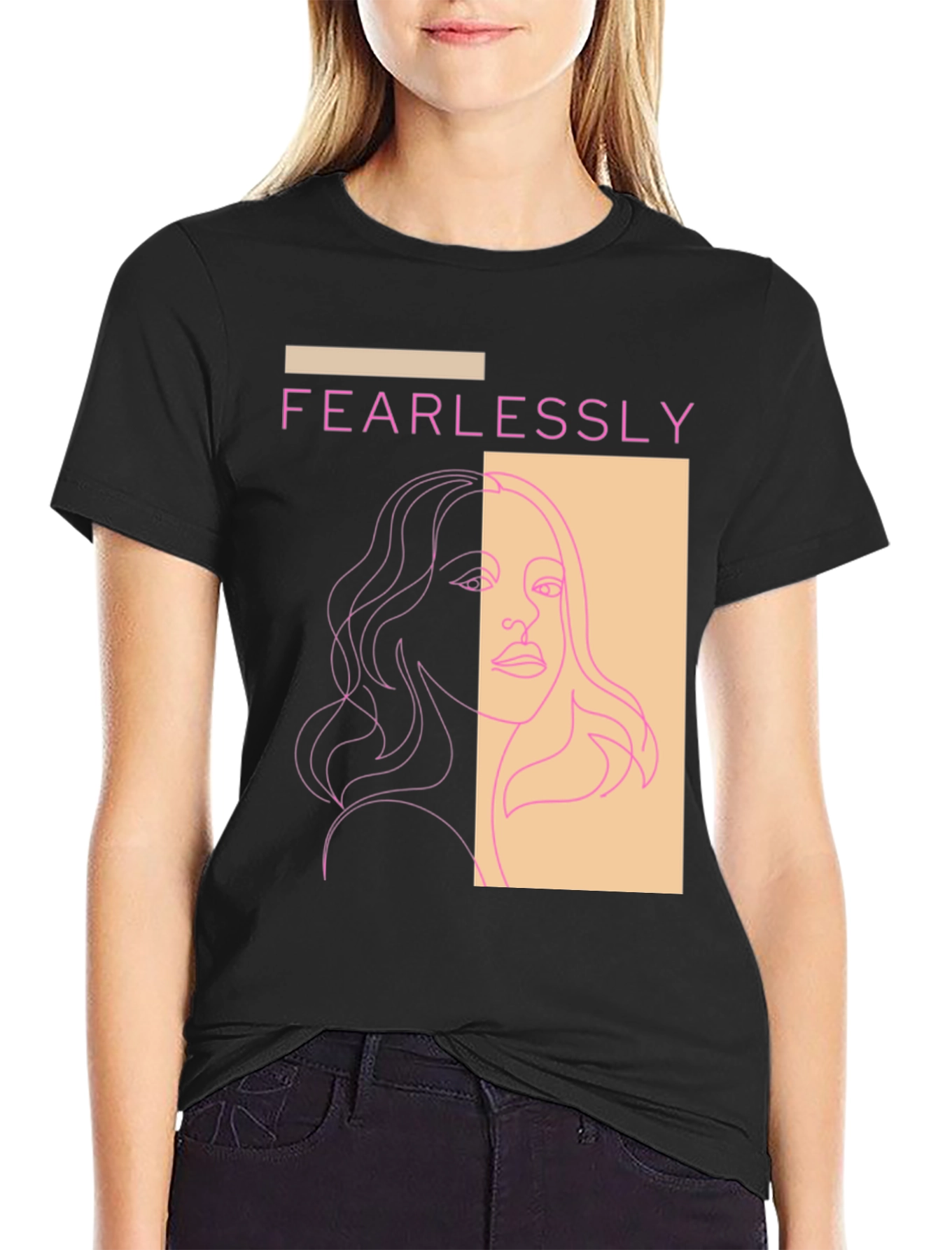 Fearlessly Graphic Tee - Modern Line Art T-Shirt