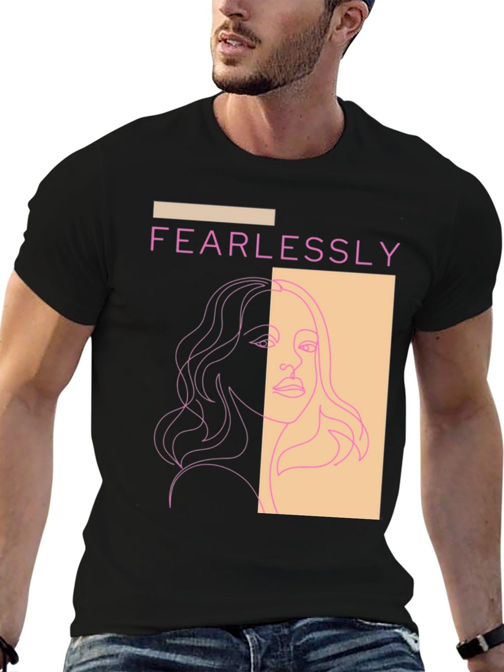 Fearlessly Graphic Tee - Modern Line Art T-Shirt
