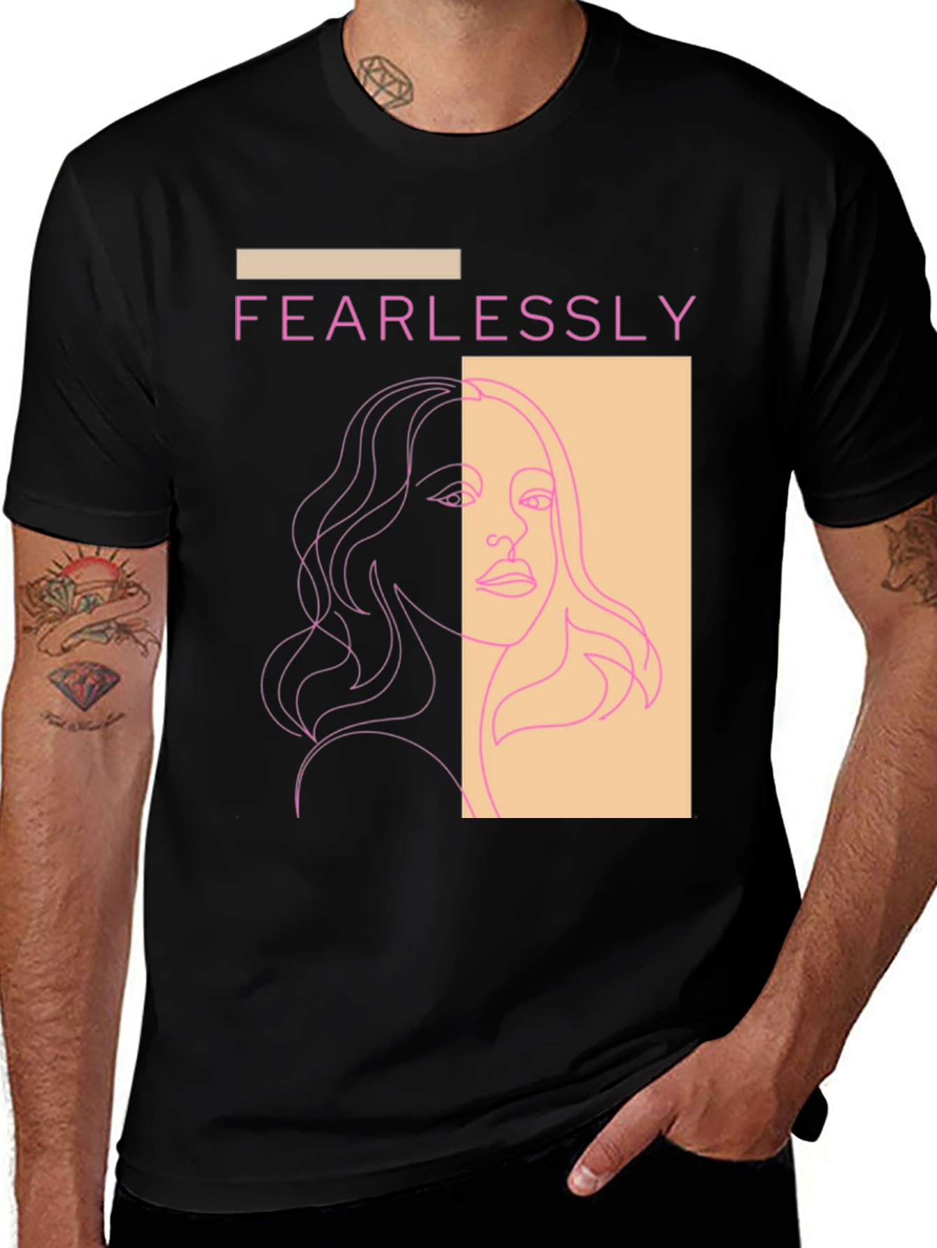 Fearlessly Graphic Tee - Modern Line Art T-Shirt