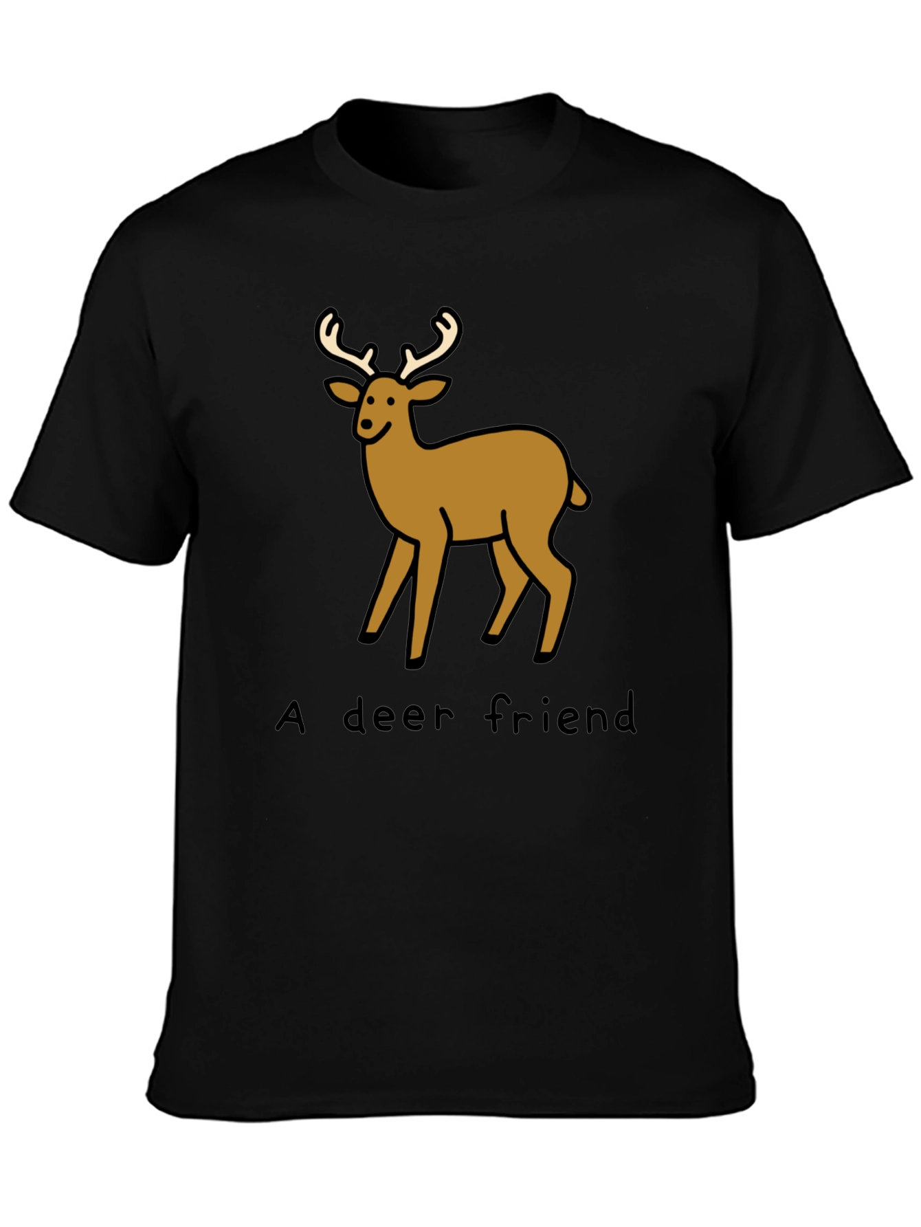 A Deer Friend Graphic Tee - Soft Black Cotton