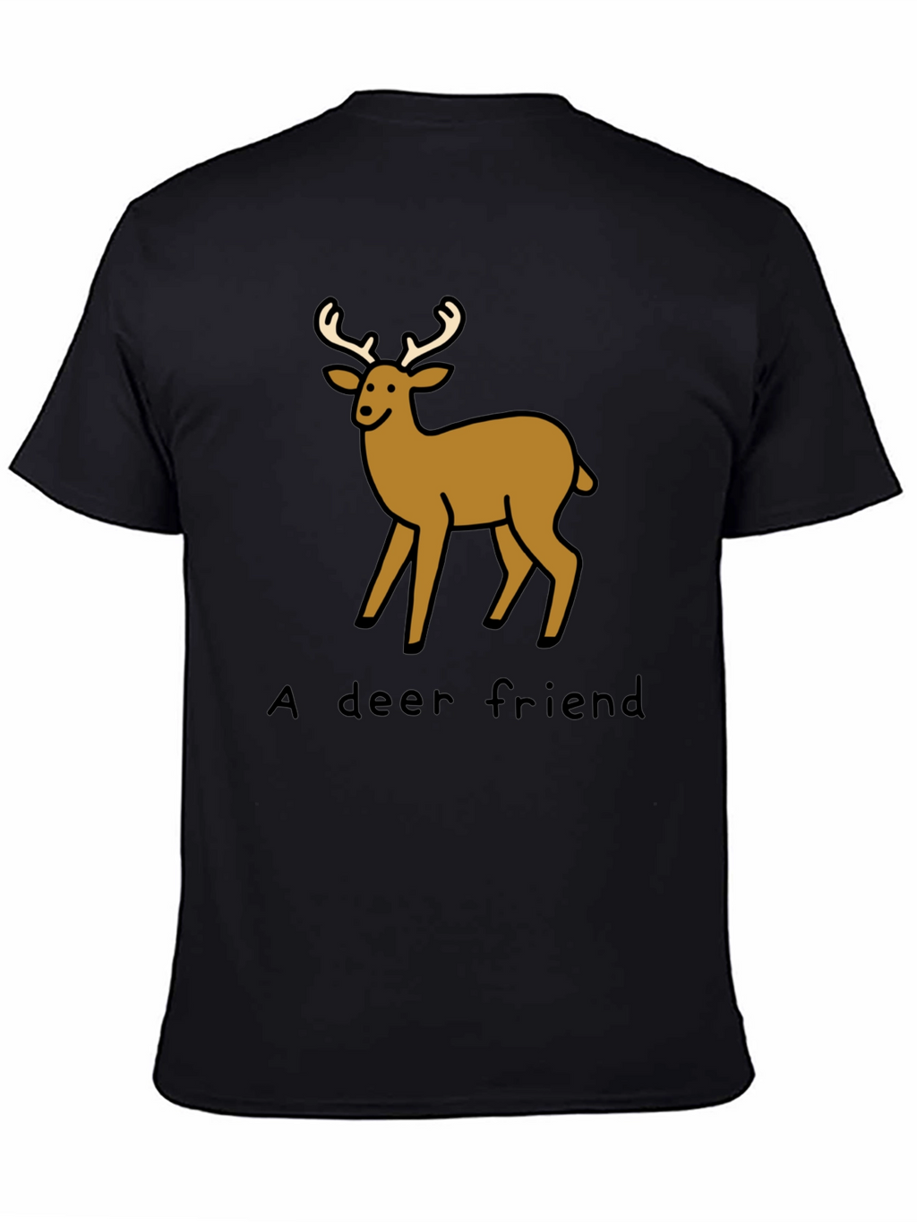 A Deer Friend Graphic Tee - Soft Black Cotton