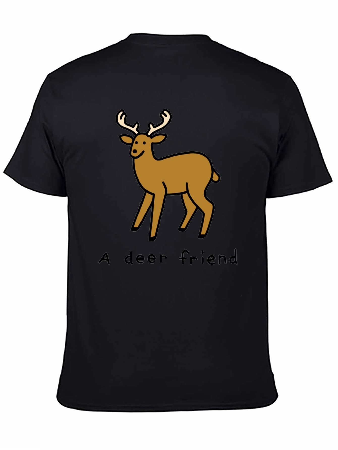 A Deer Friend Graphic Tee - Soft Black Cotton